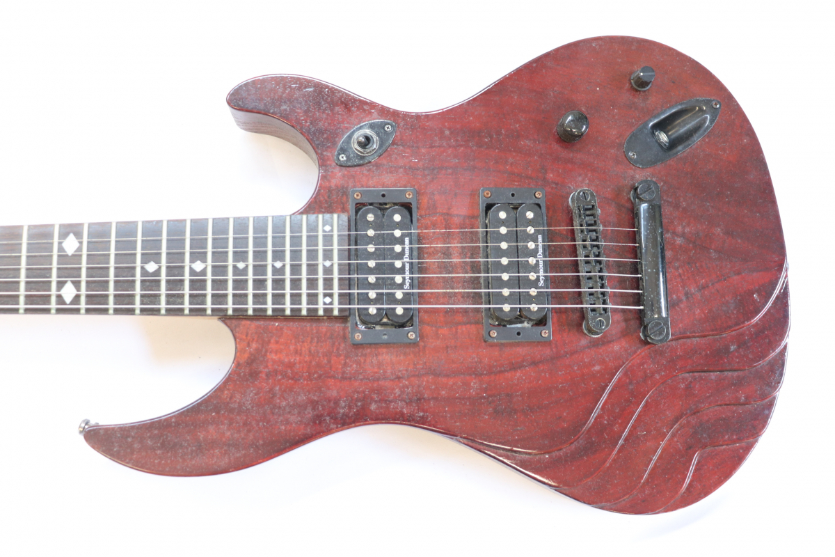 ト葛】 SCHECTER シェクター 7弦 エレキギター 木目 ブラウン バンド