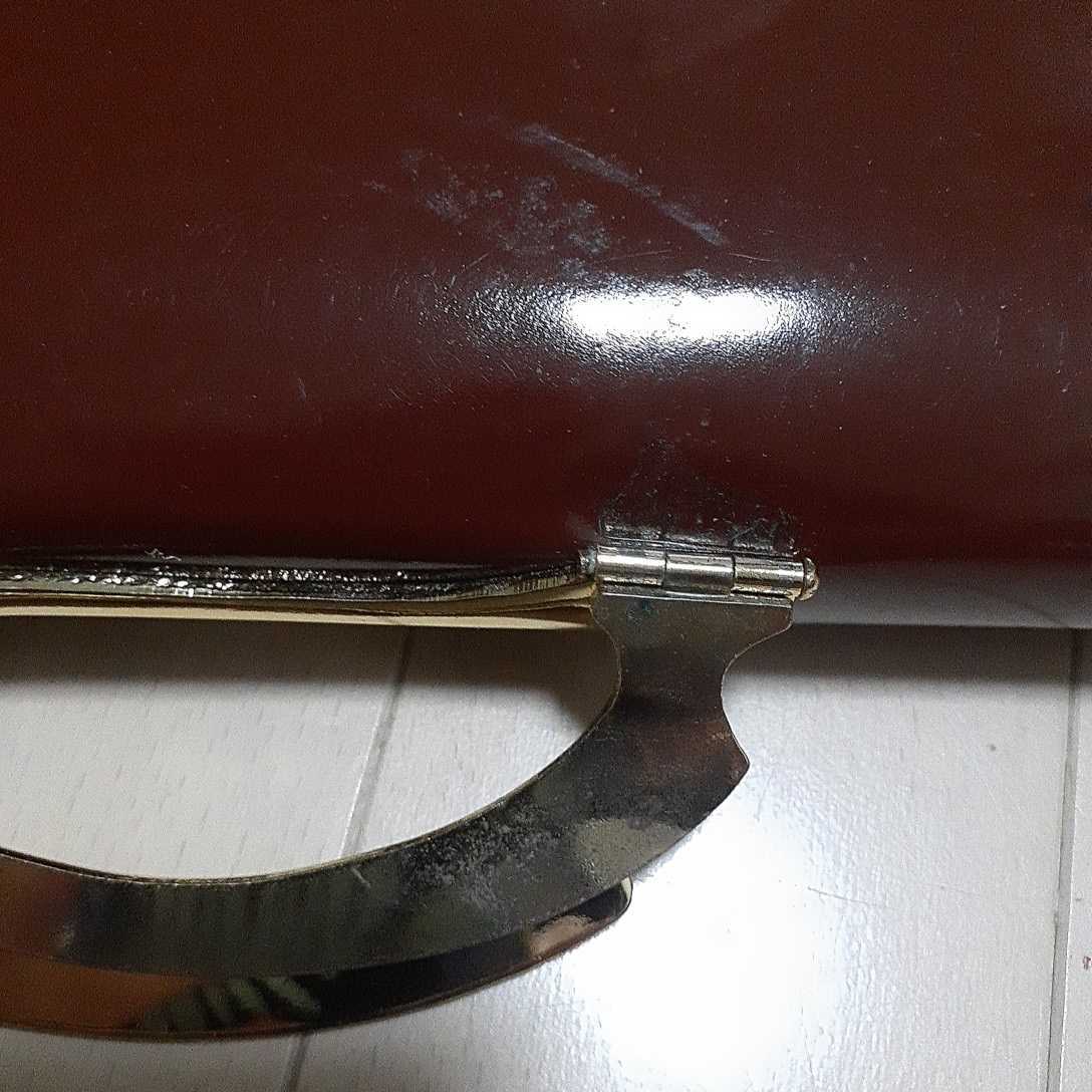 昭和レトロエナメルクラッチバッグセカンドバッグ茶色ブラウンused