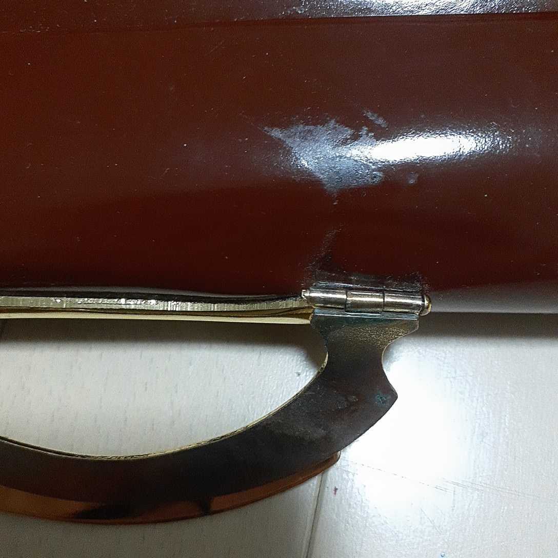 昭和レトロエナメルクラッチバッグセカンドバッグ茶色ブラウンused