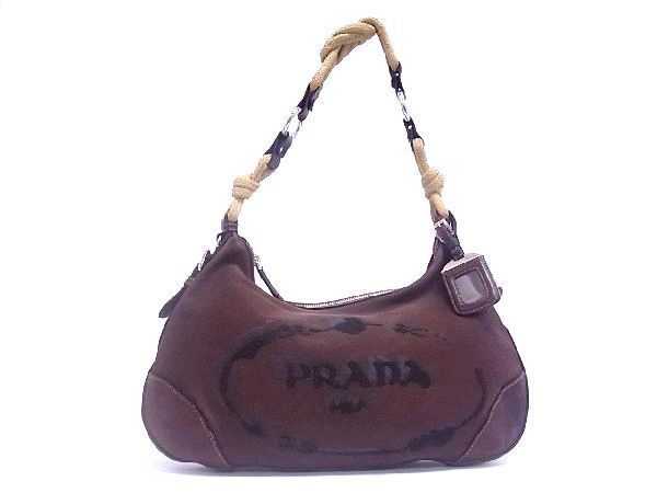  1円 PRADA プラダ キャンバス&times;レザー ロープ ワンショルダーバッグ トート 肩掛けかばん レディース ブラウン系 BA2148LC(トートバッグ)｜売買されたオークション情報、yahooの商品情報をア かばん、バッグ