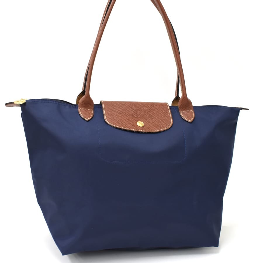 【大人気，HOT】 1点限定 極 LONGCHAMP ロンシャン トートバッグ ショルダー 肩掛け プリアージュ Lサイズ ナイロン レザー ネイビー ブラウン(ロンシャン)｜売買されたオークション情報、yahooの商品情報をアー ロンシャン