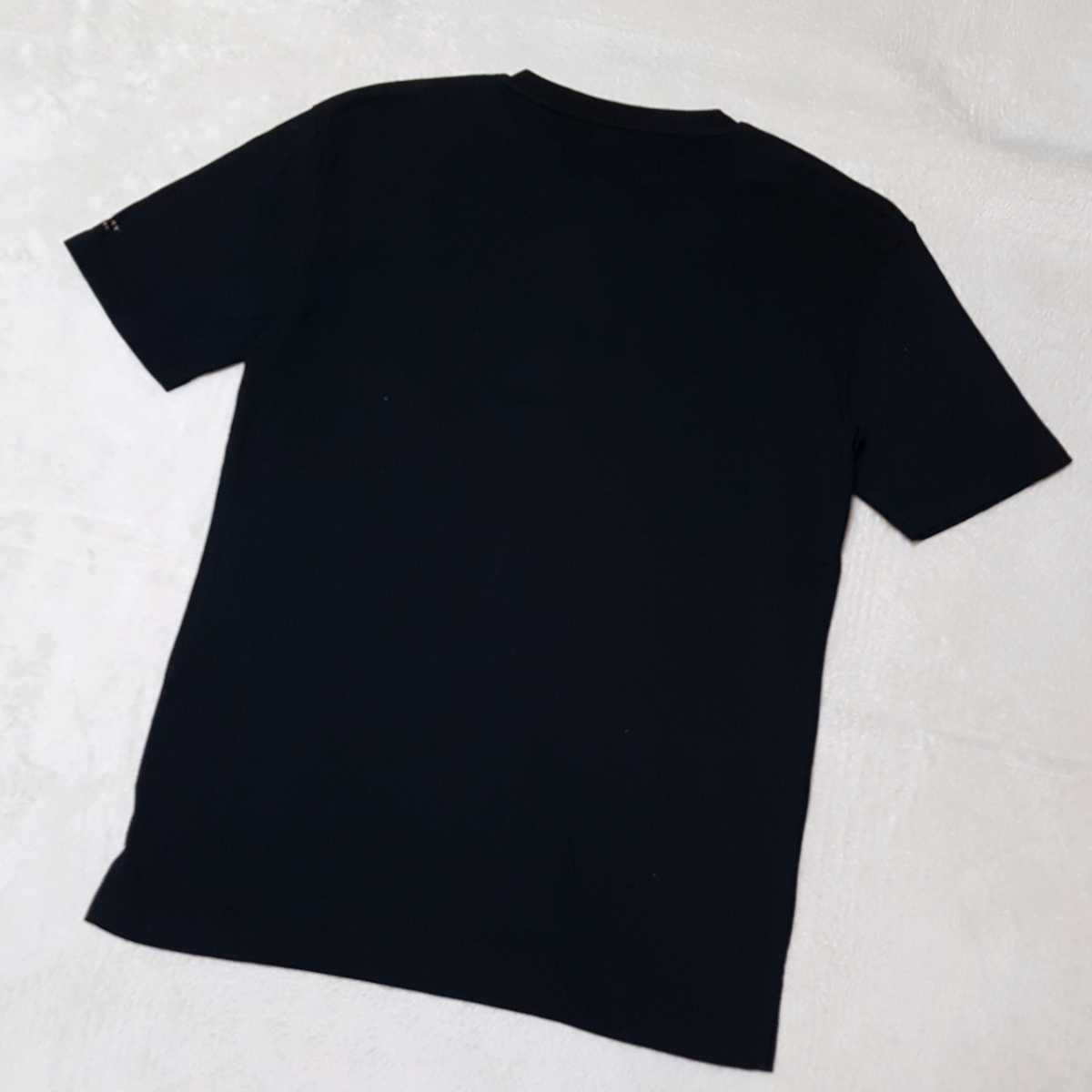 【新品タグ付】バーバリーブラックレーベル ホース刺繍 ブランド文字 リブニット ヘンリーネック カットソー Ｔシャツ 日本製 黒 3（Ｌ） バーバリーブラックレーベル ホース刺繍 ブランド Lサイズ相当 BLACKLABEL 鹿の子