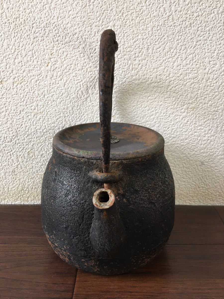 鉄瓶 湯沸 銅蓋 煎茶道具 急須 無銘 在銘 茶器 やかん 茶道具 時代物 小粒