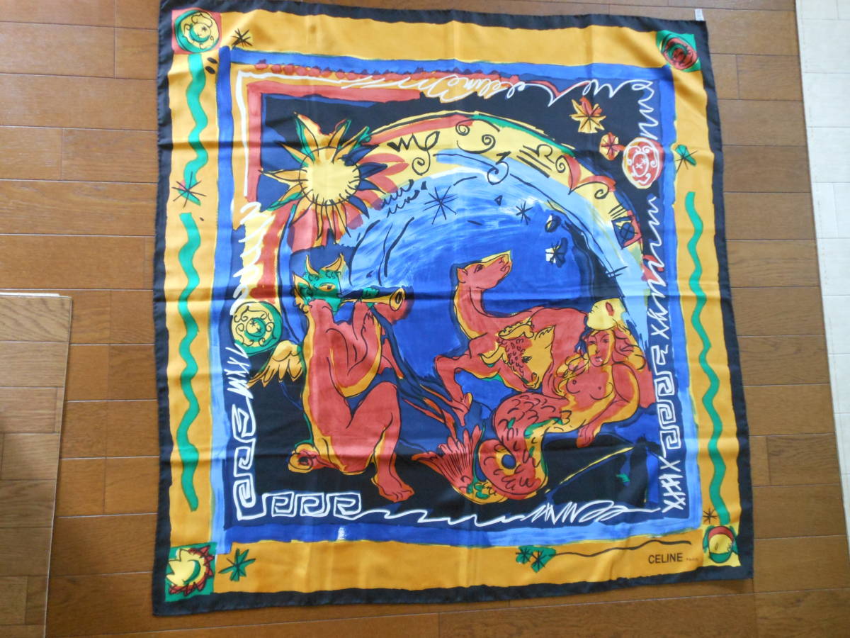 CELINE PARIS（セリーヌ）フランス スカーフ 太陽と人魚と動物たち