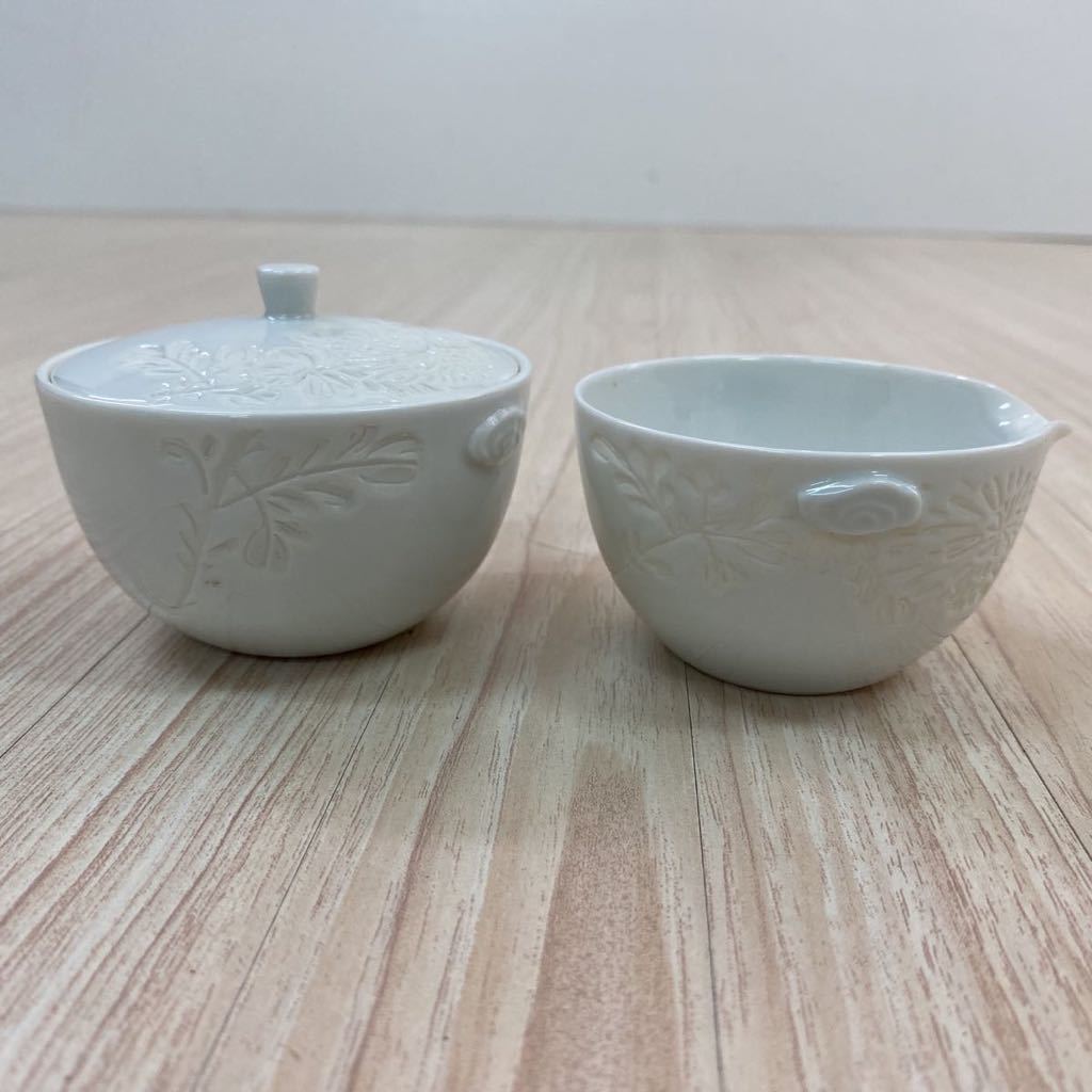 4 出石焼 茶器セット 白磁 出石 花刻 煎茶道具 急須 当時物 湯呑 焼物