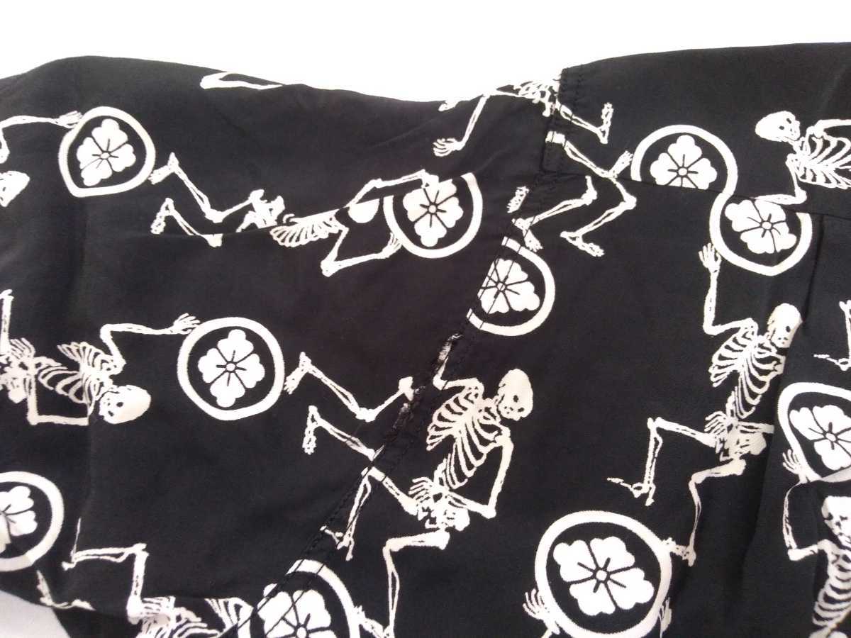 極美品 初期頃 最高傑作 EVISU レーヨン 骸骨 宴 家紋 和柄 開襟 半袖 