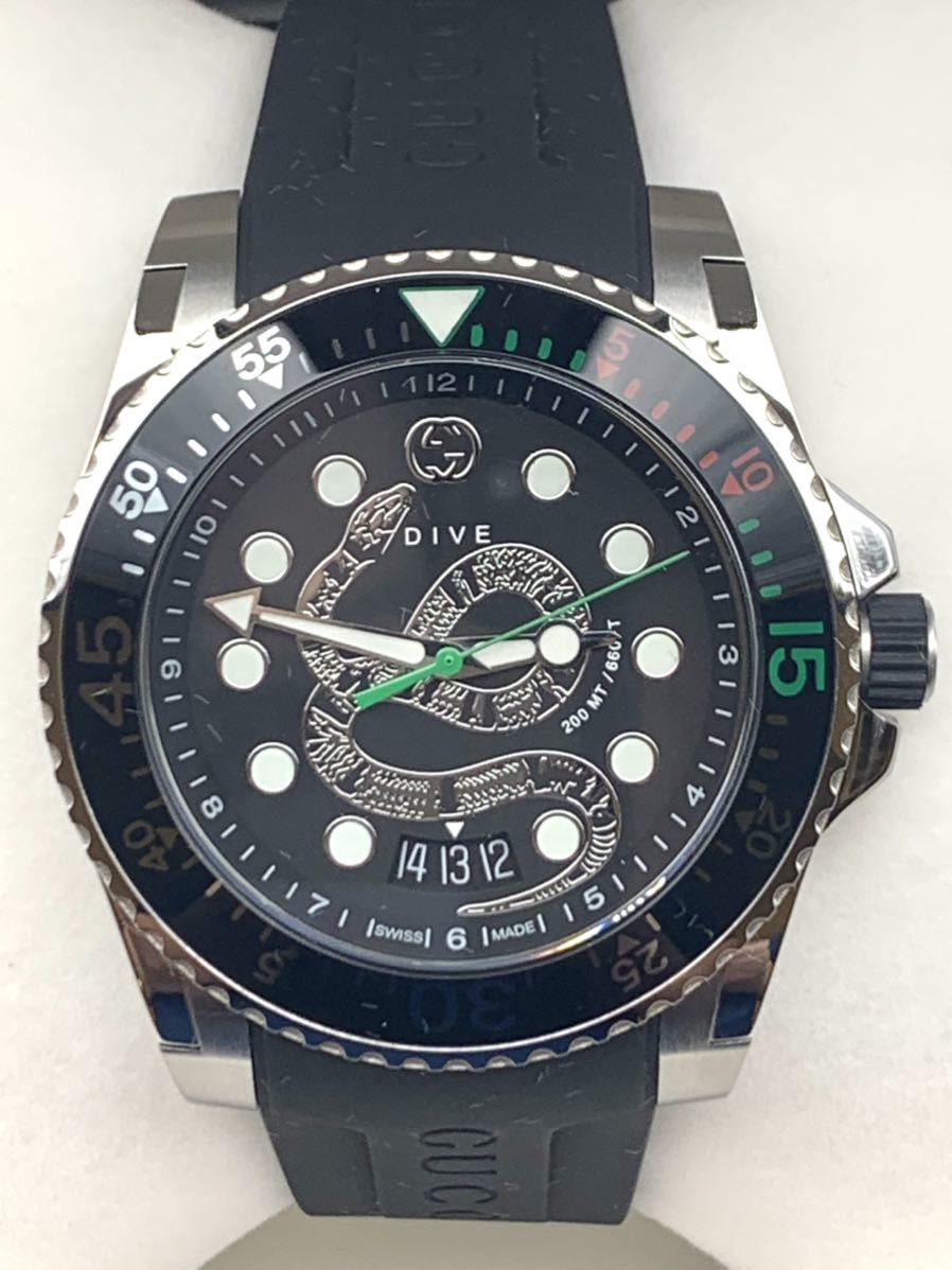 【1円スタート】★未使用品　最落無し　グッチ　ダイヴ　GUCCI DIVE メンズ　腕時計　YA136217 ヘビ　スネーク　