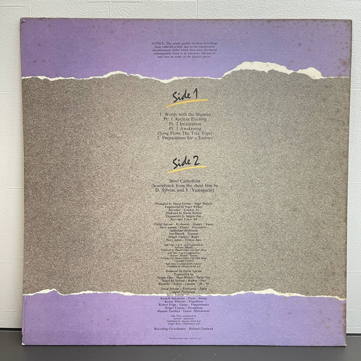 David Sylvian Alchemy - An Index Of Possibilities レア NOT FOR SALE 希少盤 LPレコード 非売品 デビッド・シルビアン