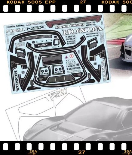 ■1/10 RC　HONDA NSX GT　レーシング■クリアボディ　デカールセット　リアウィング付き_2