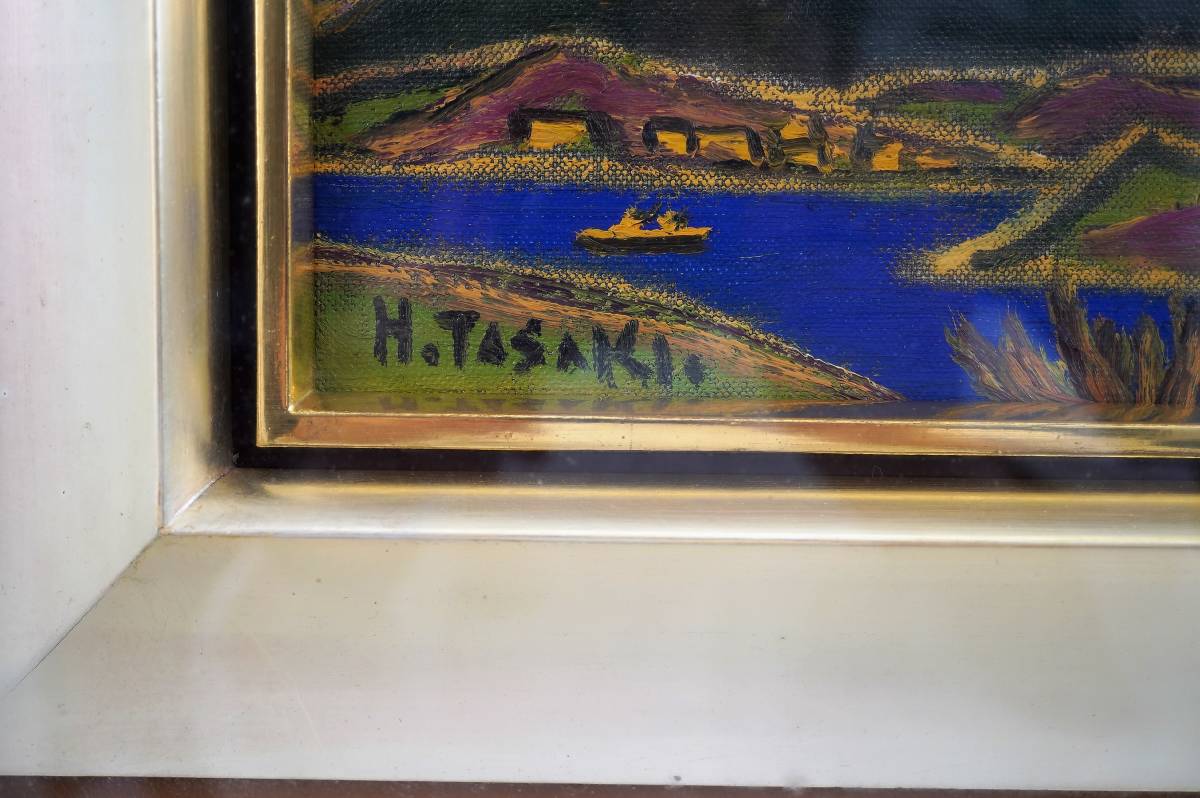 田崎広助、絵画、油彩SM号、朱富士、新品額縁、肉筆、片岡球子、向井