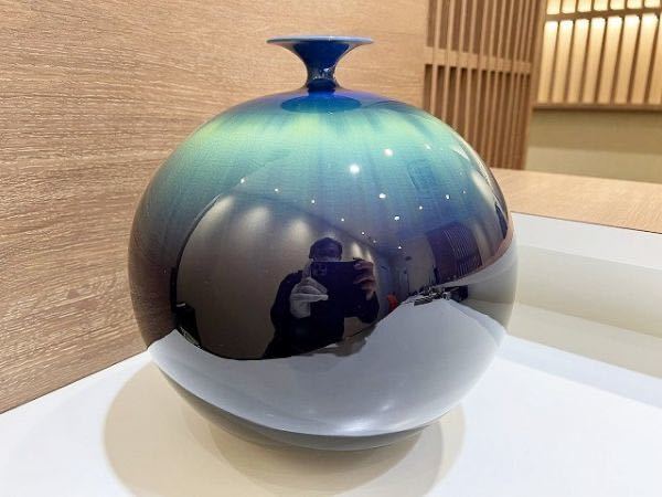 九谷焼 彩釉 人間国宝 三代 花瓶 徳田八十吉 花入 花器 - 共箱