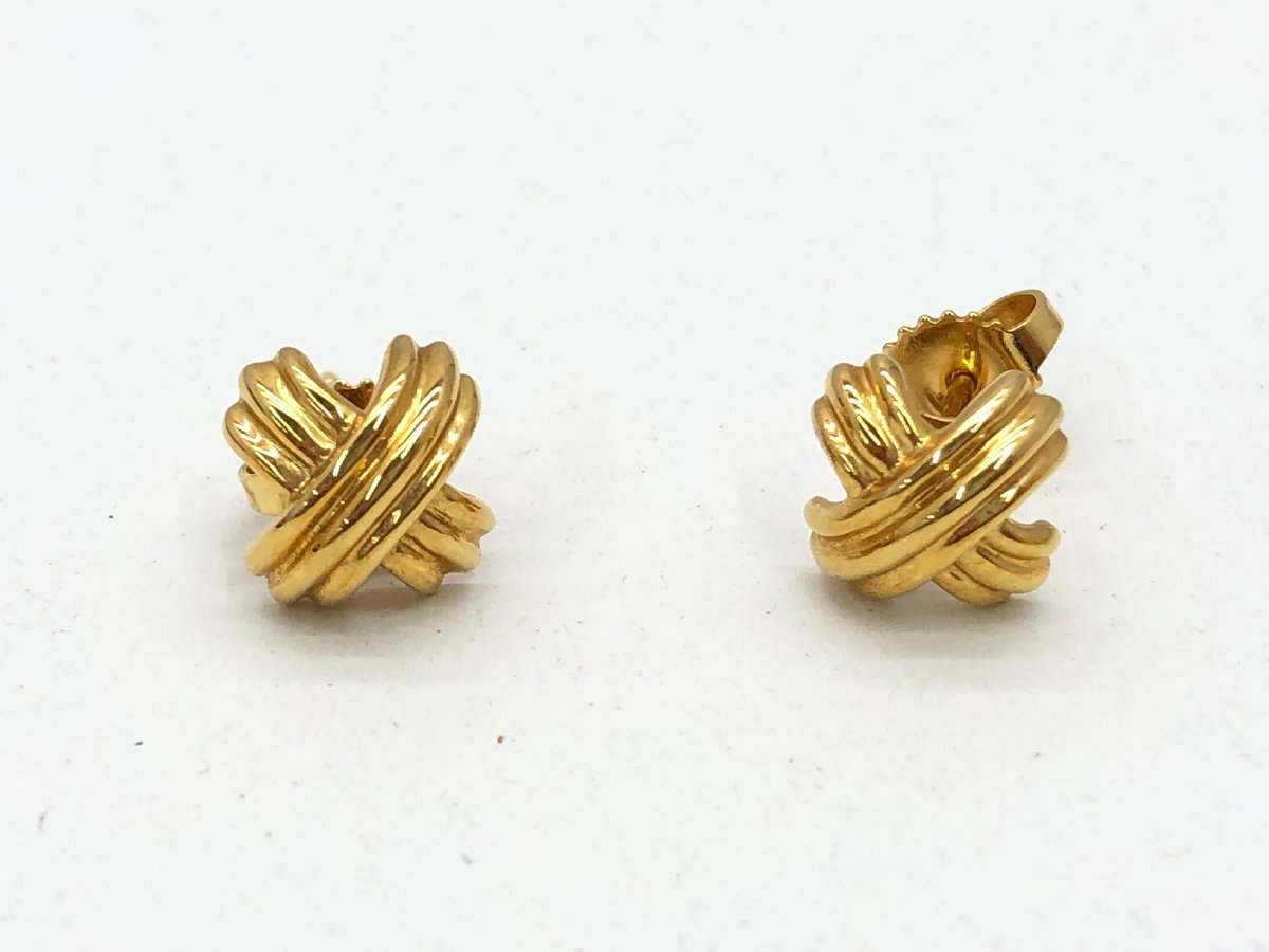 Tiffany & Co. シグネチャー クロス ピアス K18 750 ゴールド 