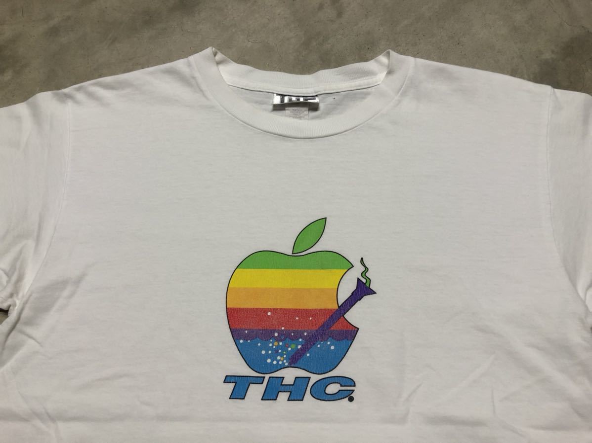 【限定セール，人気セール】 L 80's 90's USA製 THC パロディー APPLE アップル 企業 ART アート デザイン ビンテージ Tシャツ 白 / 70's 00's アメリカ製 バンド(Tシャツ)｜売買されたオークション情報、yahooの商品情 Tシャツ