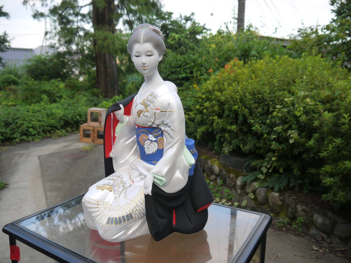 博多人形 はくせん 2JL22 H】博多人形 はくせん 美人もの 和風 伝統工芸 民芸品 素焼き