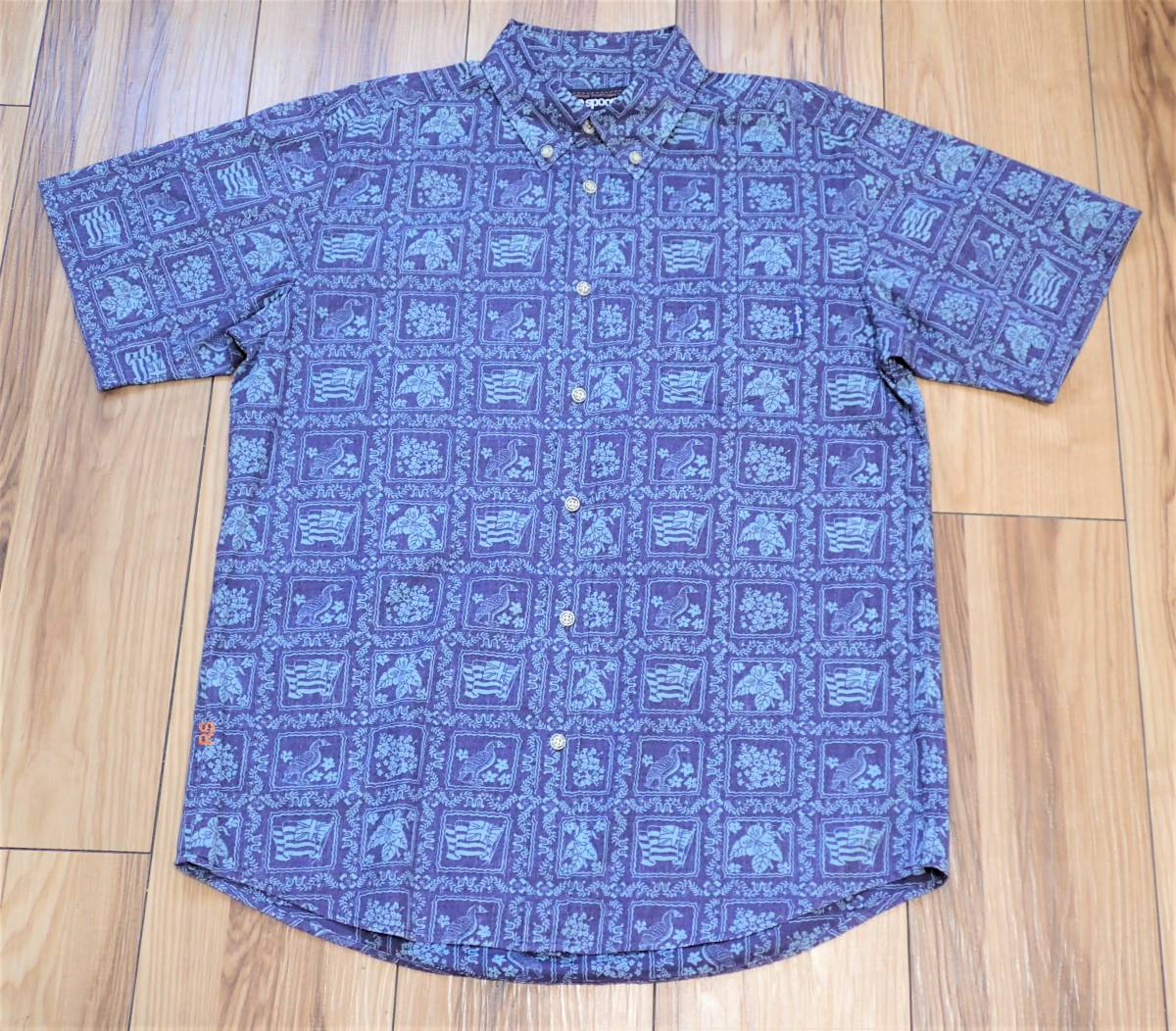 ☆reyn spooner　☆レインスプーナー　☆コットン　☆ボタンダウン　☆アロハシャツ　☆ロゴボタン　☆ブルー　☆メンズ　☆大寸　☆XL Reyn Spooner レインスプーナー トートバッグ spooner（レインスプーナー） 総柄