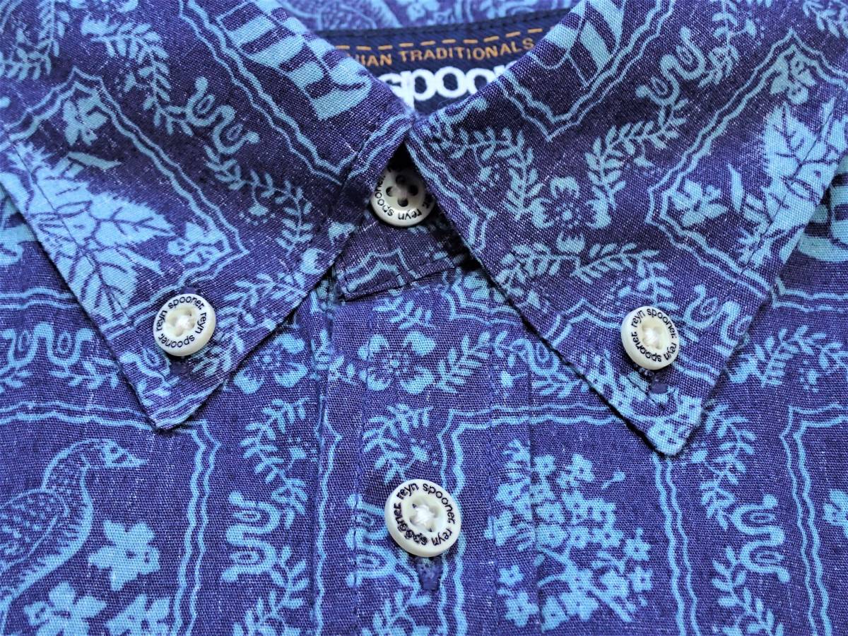 ☆reyn spooner　☆レインスプーナー　☆コットン　☆ボタンダウン　☆アロハシャツ　☆ロゴボタン　☆ブルー　☆メンズ　☆大寸　☆XL Reyn Spooner レインスプーナー トートバッグ spooner（レインスプーナー） 総柄