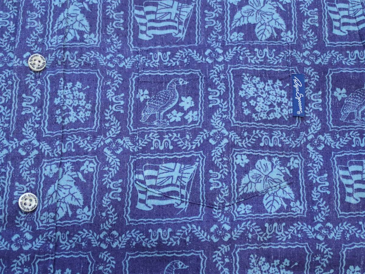 ☆reyn spooner　☆レインスプーナー　☆コットン　☆ボタンダウン　☆アロハシャツ　☆ロゴボタン　☆ブルー　☆メンズ　☆大寸　☆XL Reyn Spooner レインスプーナー トートバッグ spooner（レインスプーナー） 総柄