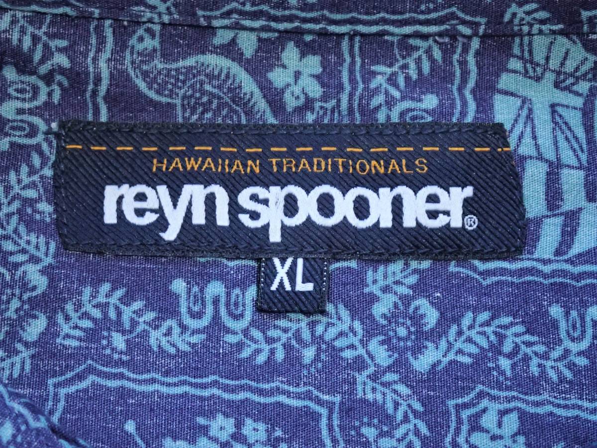 ☆reyn spooner　☆レインスプーナー　☆コットン　☆ボタンダウン　☆アロハシャツ　☆ロゴボタン　☆ブルー　☆メンズ　☆大寸　☆XL Reyn Spooner レインスプーナー トートバッグ spooner（レインスプーナー） 総柄
