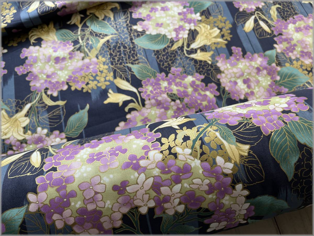 mets★5m*百華繚蘭*四季Four seasons*シーチング*navy*生地12D