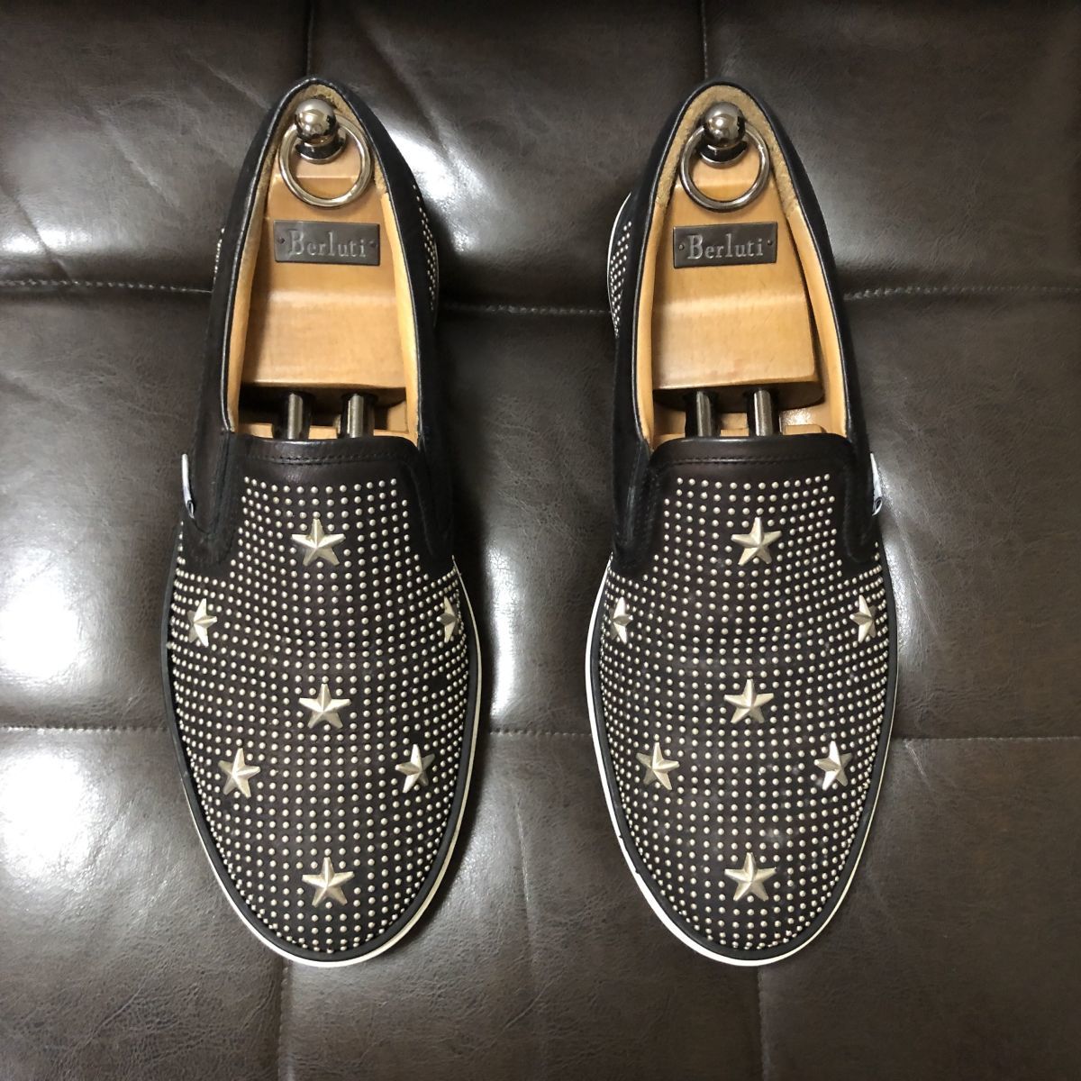 1122-01】□状態良好|JIMMY CHOO|ジミーチュウ|スリッポン|スター 