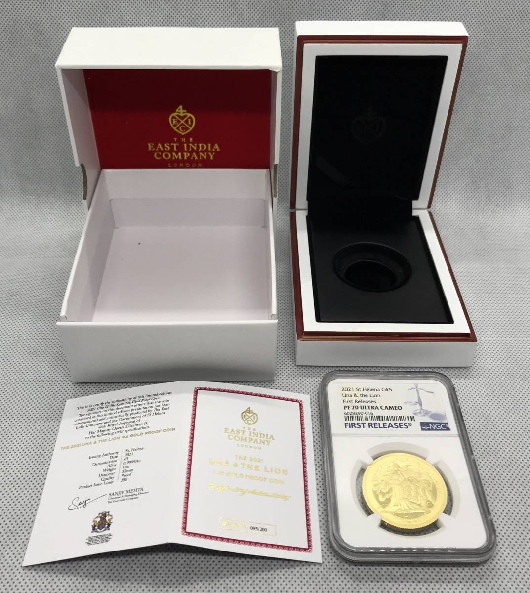 最高鑑定 2021年 ウナ ライオン 金貨 PF70 UC COA・BOX付き イギリス