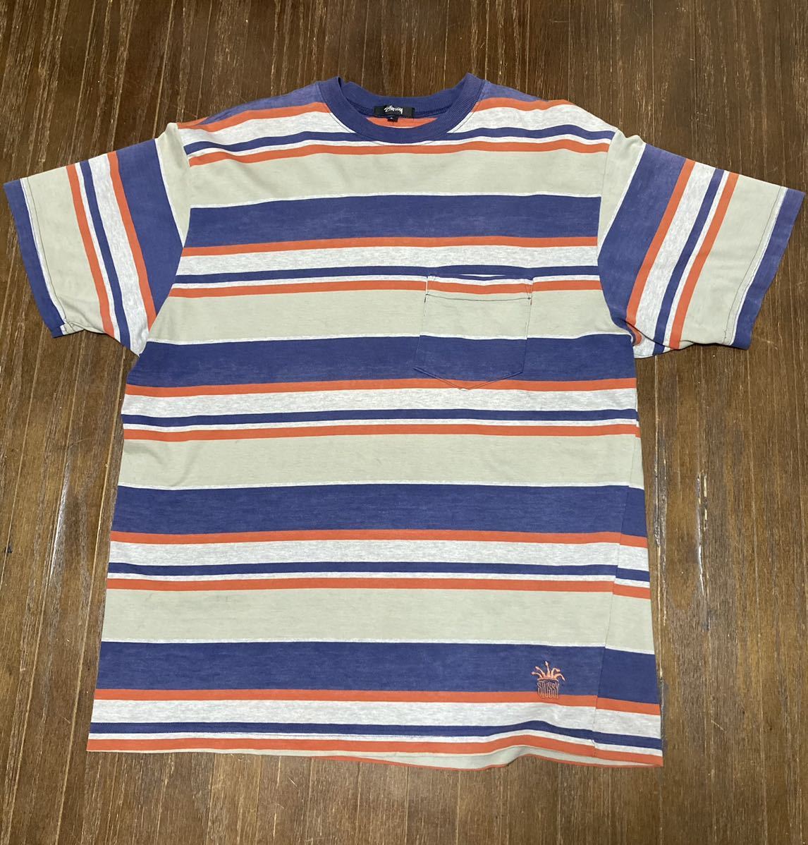 80s 90s 初期 old stussy 黒タグ バータグ ボーダーTシャツ ポケット(L 