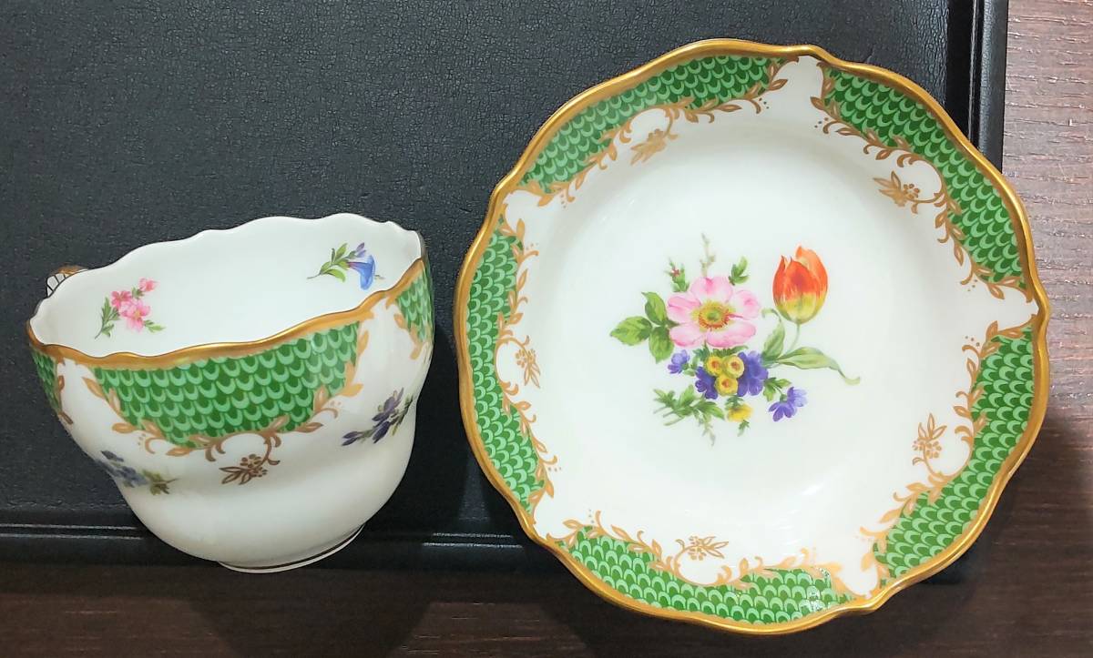 津】#10353A カップ＆ソーサー4客☆リンドナーLindner☆レッド 