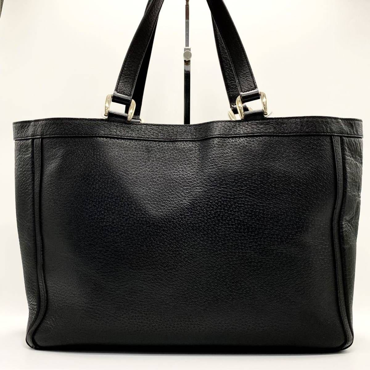 1円【極美品】GUCCI グッチ オールレザー ビジネスバッグ バンド トート 鞄 ブリーフケース A4&PC収納可 メンズ レディース 黒 ブラック グッチ ビジネスバッグ メンズ 1円○極 プレートロゴ トート