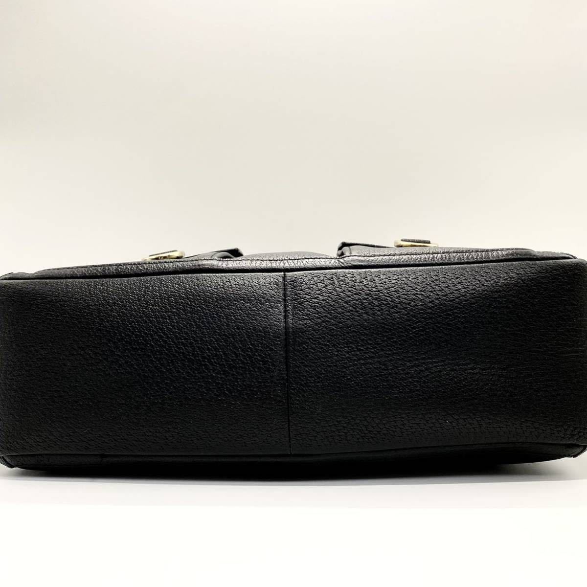 1円【極美品】GUCCI グッチ オールレザー ビジネスバッグ バンド トート 鞄 ブリーフケース A4&PC収納可 メンズ レディース 黒 ブラック グッチ ビジネスバッグ メンズ 1円○極 プレートロゴ トート