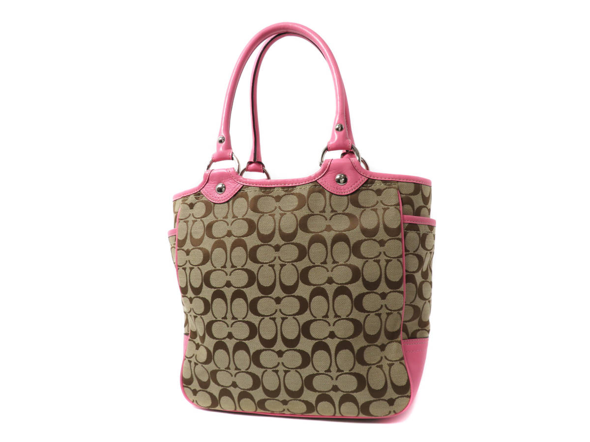 6724 COACH コーチ シグネチャー柄 花 フラワー アップリケ トート 