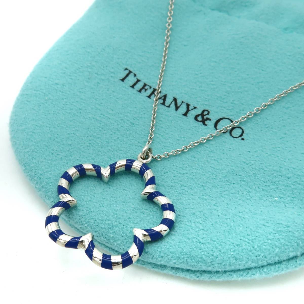HOT，低価 極 Tiffany&Co. ティファニー ブルー ボーダー フラワー シルバー ネックレス SV925 GL10(シルバー)｜売買されたオークション情報、yahooの商品情報をアーカイブ公開 - オークファン ネックレス