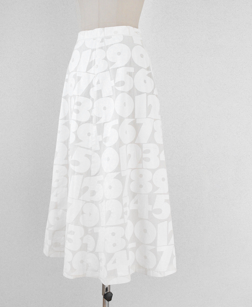 COMME des GARCONS ◇02SS 数字プリント ロングスカート (アイボリー 