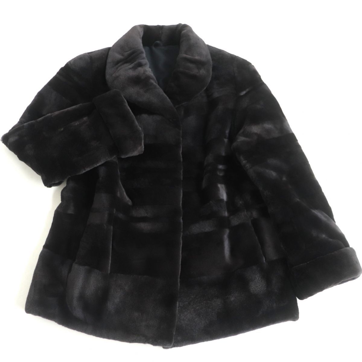 極美品▽JINDO SAGA MINK サガミンク 本毛皮コート ダークブラウン 毛質艶