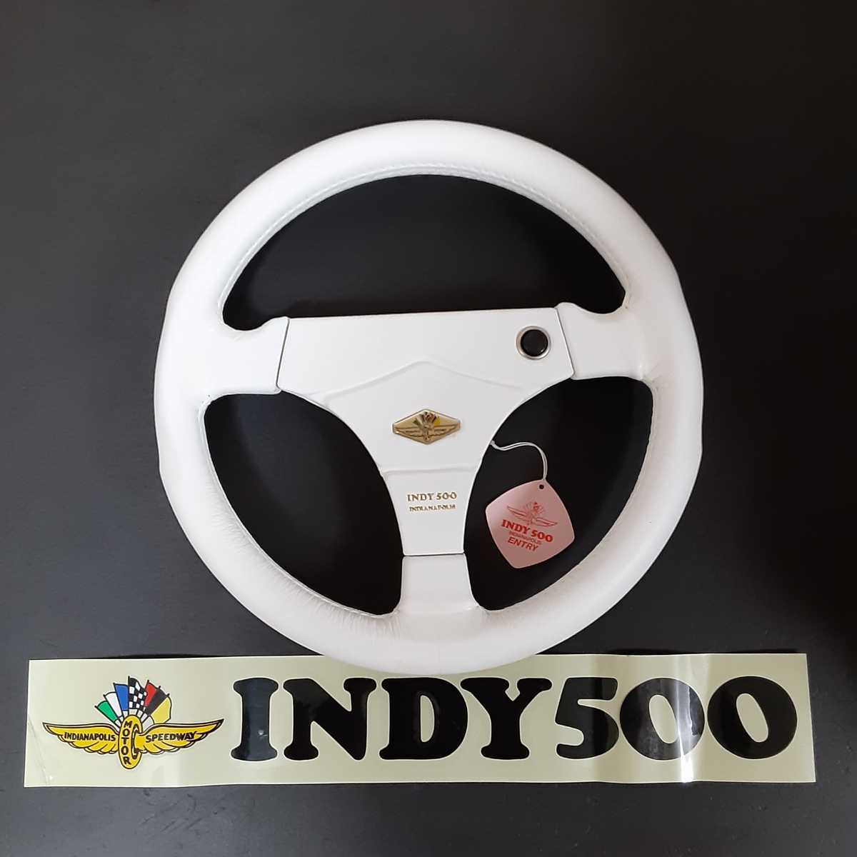 当時物 MOMO INDY500 ハイソ 革 ウッド 当時物 ステアリング MOMO INDY500 ホワイト 白 革 旧車 ハイソ GX71 マーク2 430 Y30 グロリア MS123 クラウン ゲインズ フェンダートリム