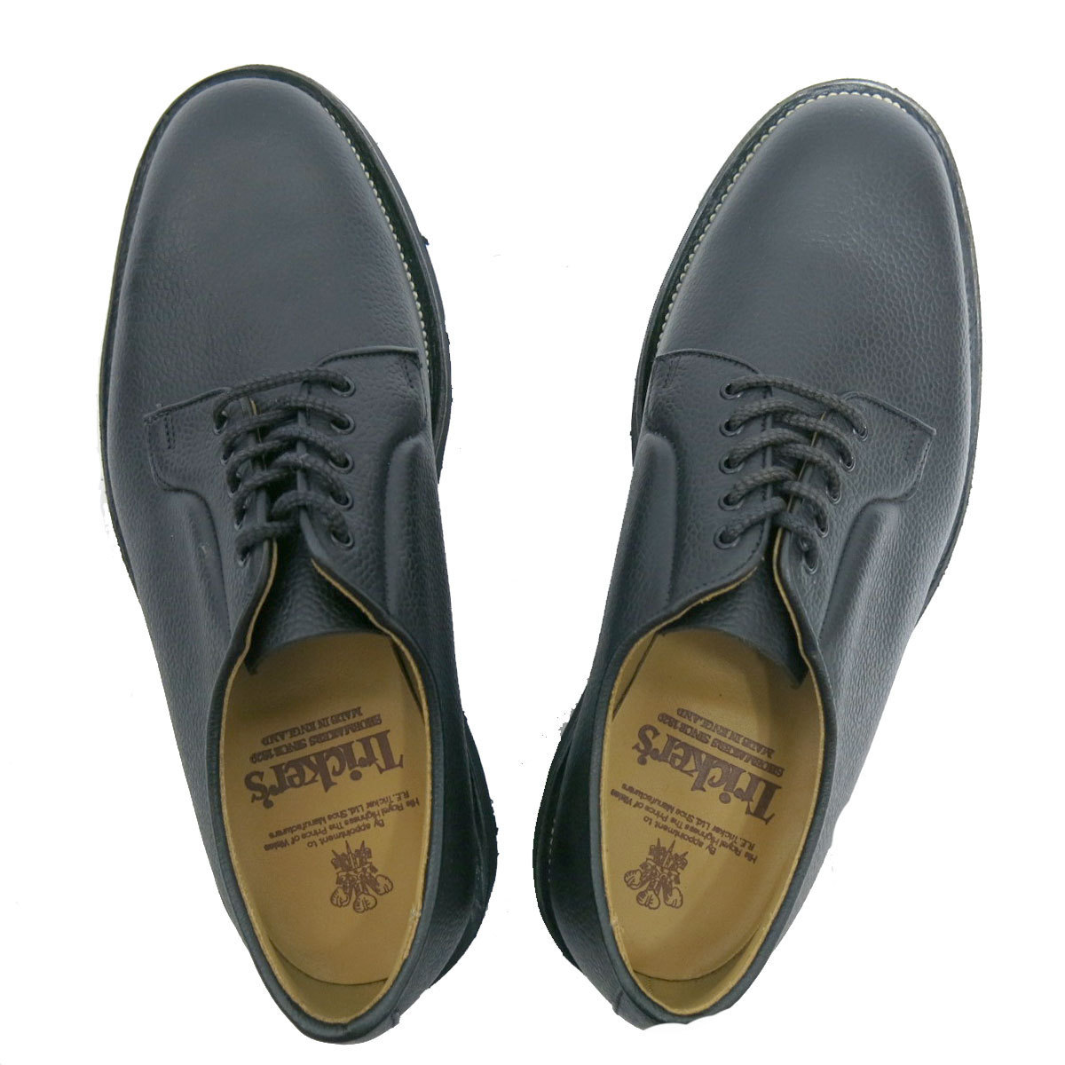 新品】Tricker's M3616 箱 保存袋付き BLACK DERBY SHOES 8 1/2