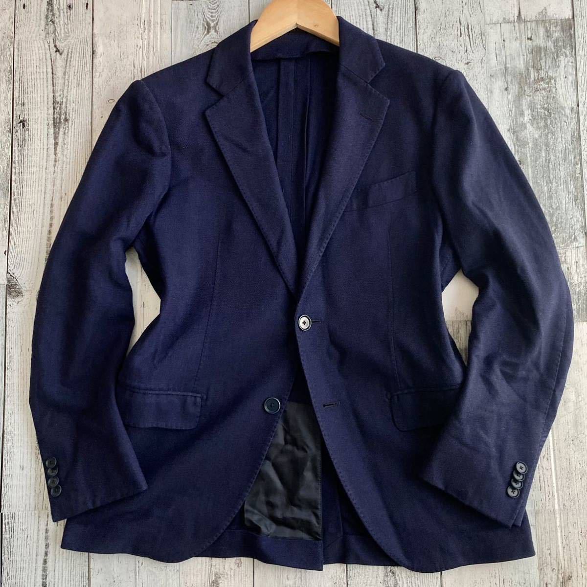 トゥモローランド エルメネジルド ゼニア テーラード ジャケット カシミヤ ウール 46 M相当 ネイビー TOMORROW LAND Ermenegildo Zegna