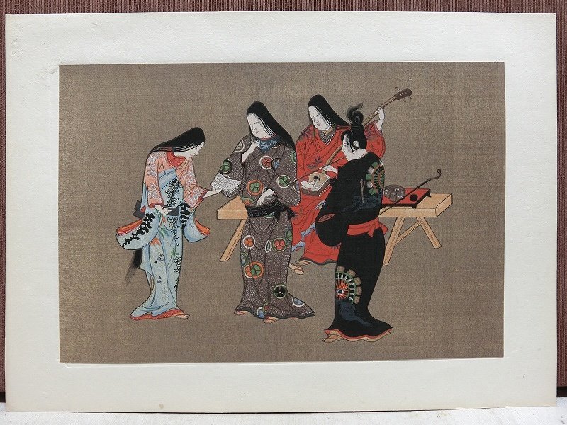 A0490 伝岩佐又兵衛 浮世姿 復刻 木版画 浮世絵 日本画粋社 大正13年