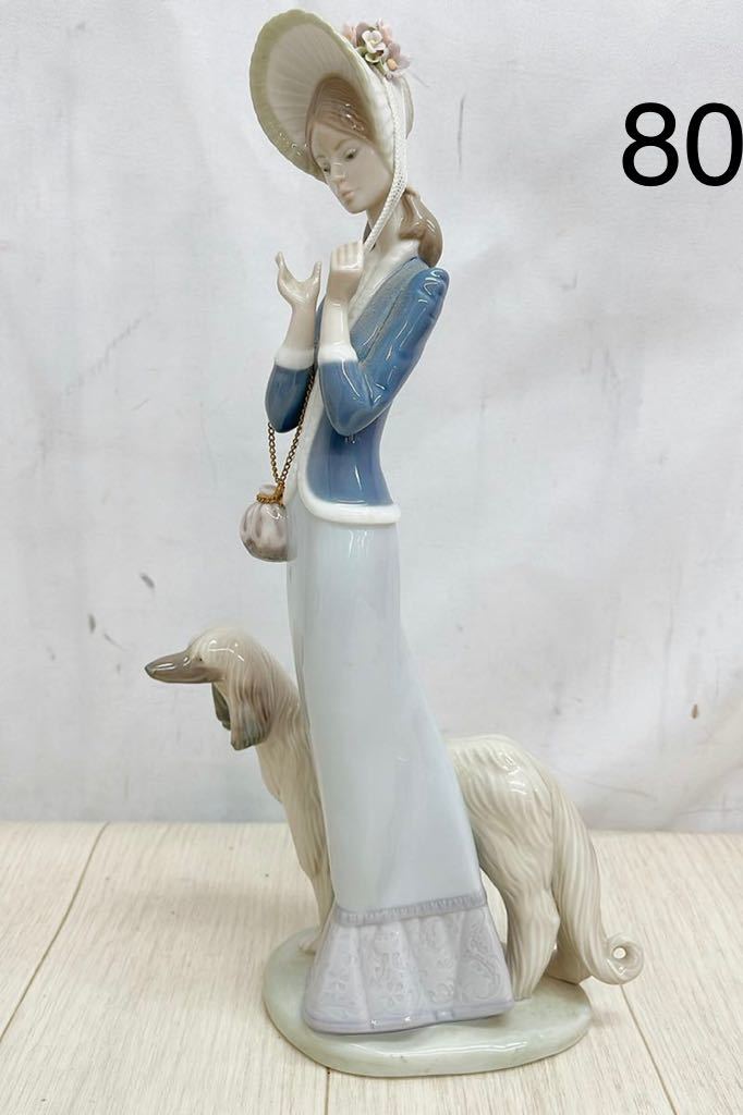 LLADRO リヤドロ 1537「犬と散歩」 フィギュリン 置物 陶器人形 女性