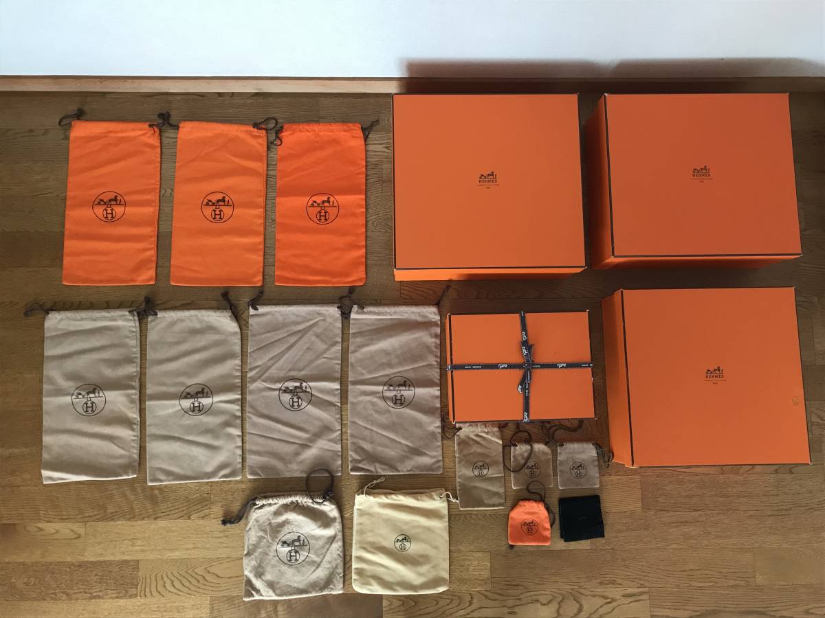 セール，人気 HERMES エルメス 収納箱 化粧箱 空箱 バーキン箱 + 保存袋 18個セット(かばん、バッグ)｜売買されたオークション情報、yahooの商品情報をアーカイブ公開 - オークファン かばん、バッグ