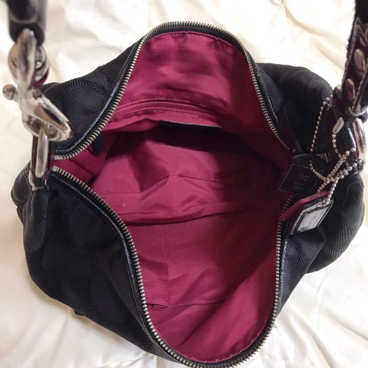 美品COACH コーチ シグネチャー ワンショルダーバッグ ブラック