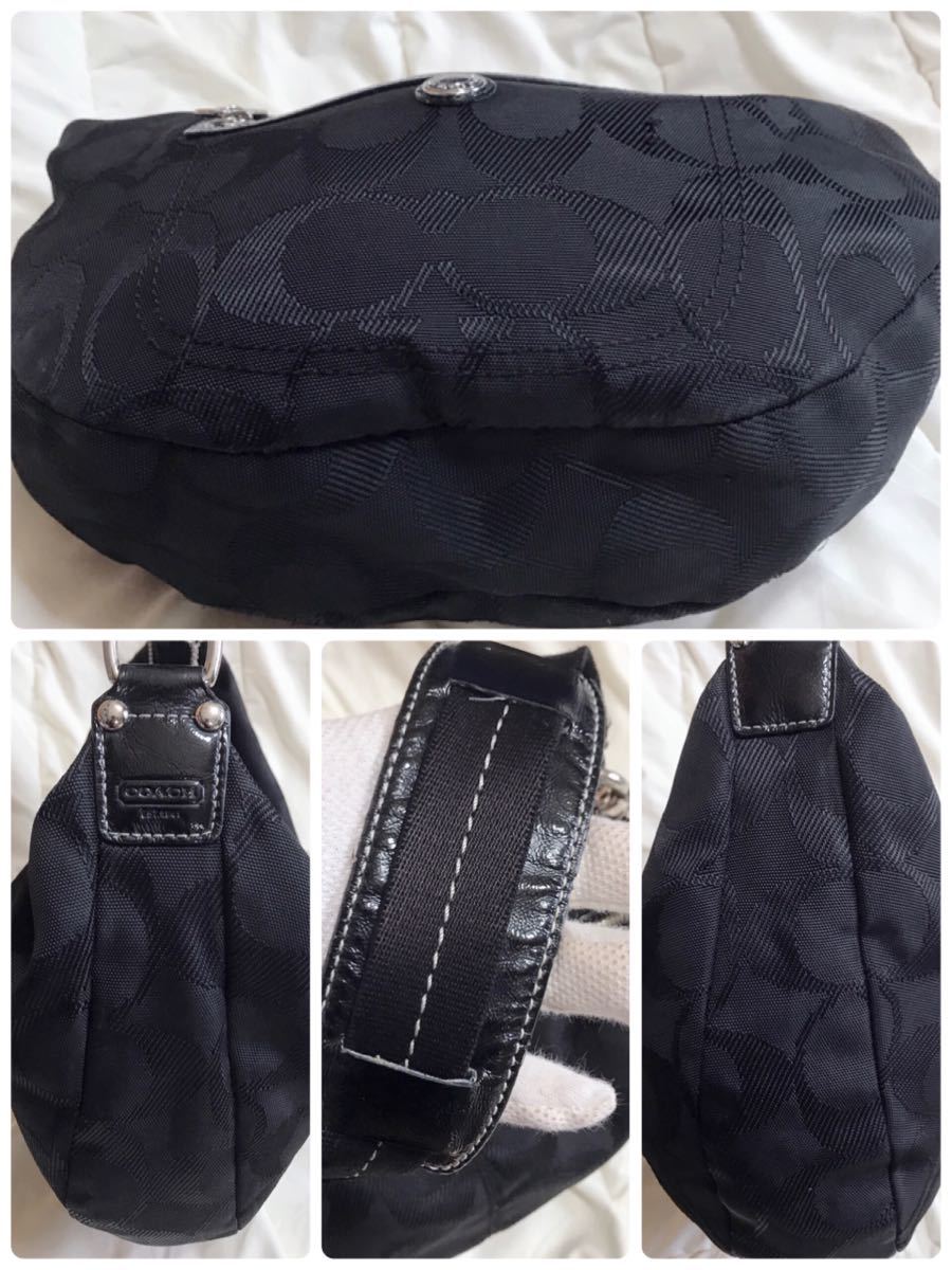 美品COACH コーチ シグネチャー ワンショルダーバッグ ブラック