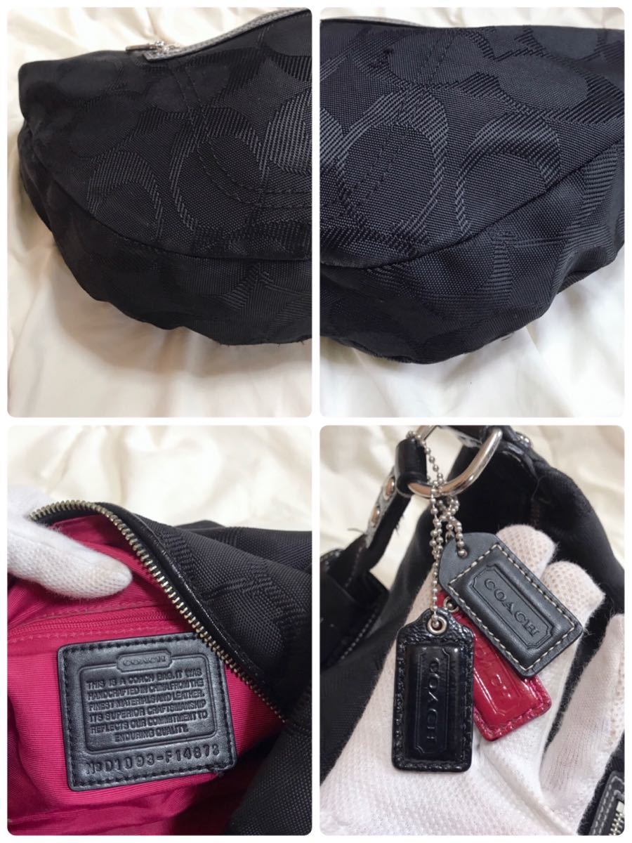 美品COACH コーチ シグネチャー ワンショルダーバッグ ブラック