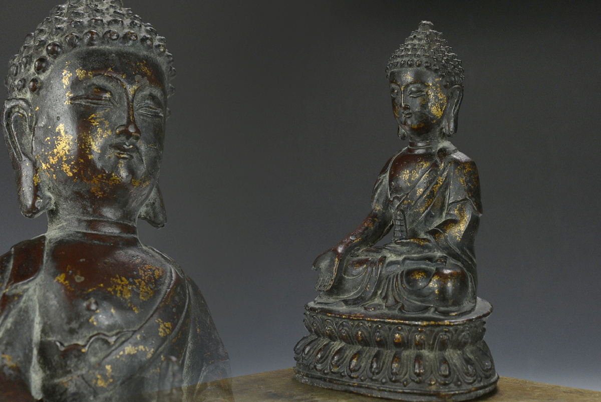 古寶奇蔵銅製・泥金・釋迦牟尼像・仏像・宗教・仏教古美術・供養