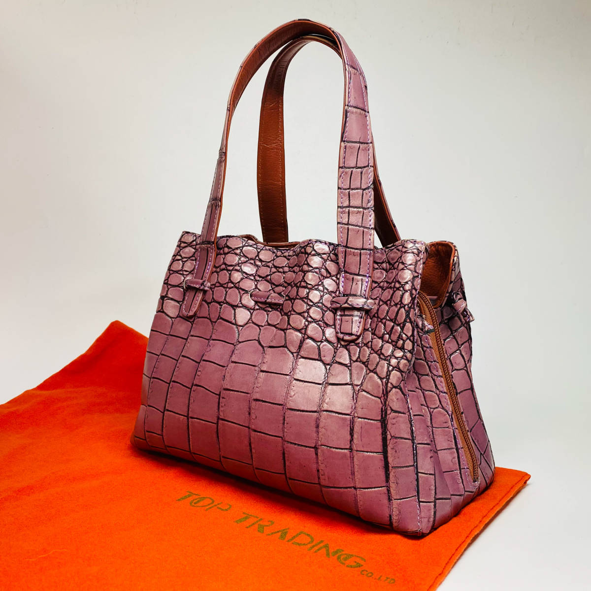 ★1円スタート★極美品★JRA認定★希少★レア★本物★クロコダイル ハンドバッグ パープル エキゾチック purple crocodile