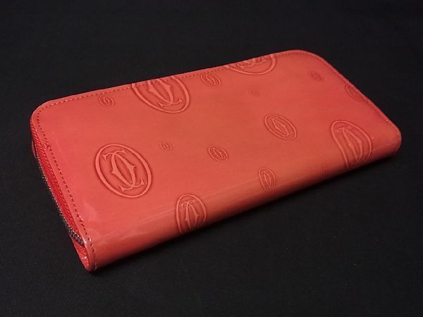 1円 Cartier カルティエ ハッピーバースデー パテントレザー 二つ折り 長財布 ウォレット 札入れ 小銭入れ レディース ピンク系 AC5943Iオ カルティエ ハッピーバースデー 1円 財布 カードケース ラウンドファスナー