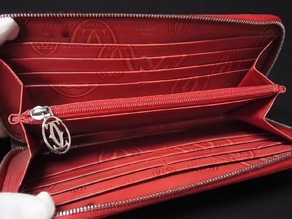 1円 Cartier カルティエ ハッピーバースデー パテントレザー 二つ折り 長財布 ウォレット 札入れ 小銭入れ レディース ピンク系 AC5943Iオ カルティエ ハッピーバースデー 1円 財布 カードケース ラウンドファスナー