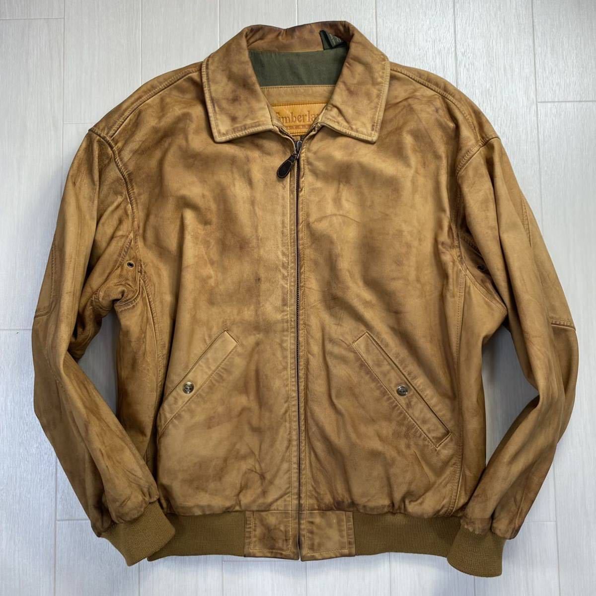 Timberland カウハイドレザー ジャケット キャメル色 サイズM 