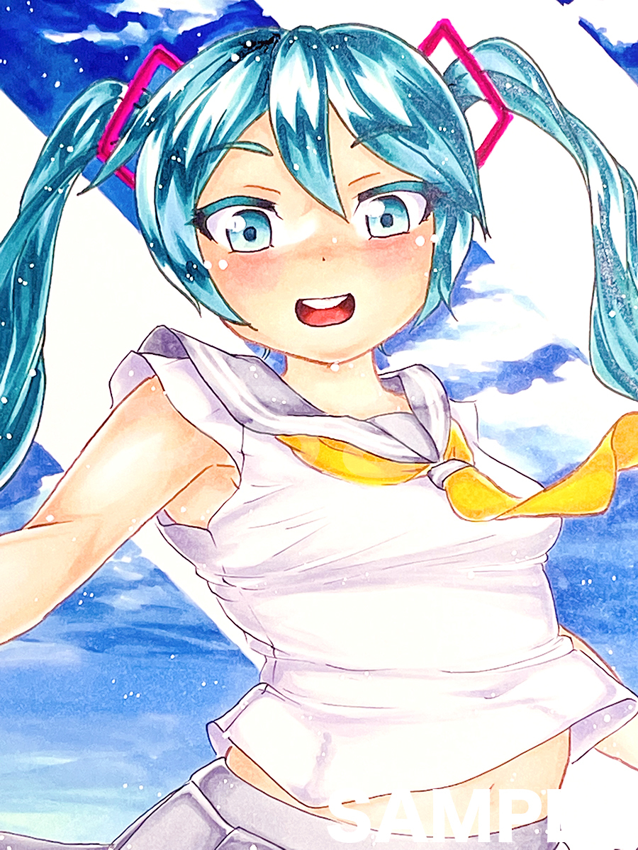 B5 同人手描きイラスト 初音ミク VOCALOID ラブライブ！サンシャイン