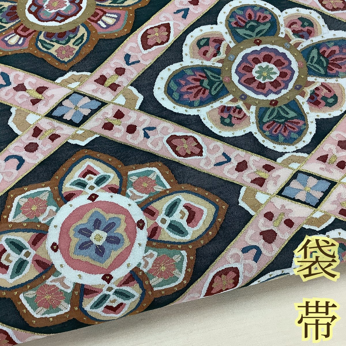 きものcocon☆袋帯(ポイント)☆お太鼓柄☆夏帯☆長さ460⁄幅31⁄正絹・他