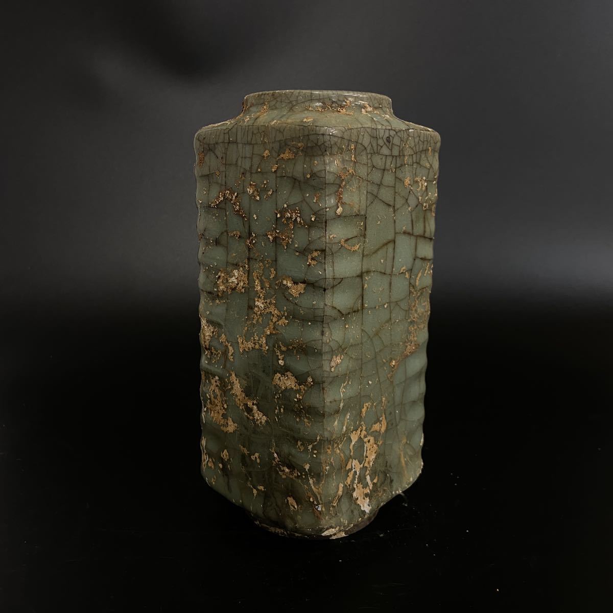 中国 宋代 龍泉窯 青磁 花瓶 古玩 古美術 唐物 高さ18.5cm 中国、朝鮮